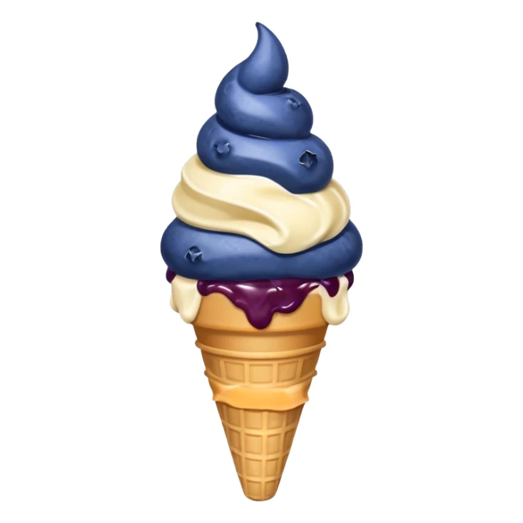 ice cream cone with blueberry scoop and a blueberry on top sticker