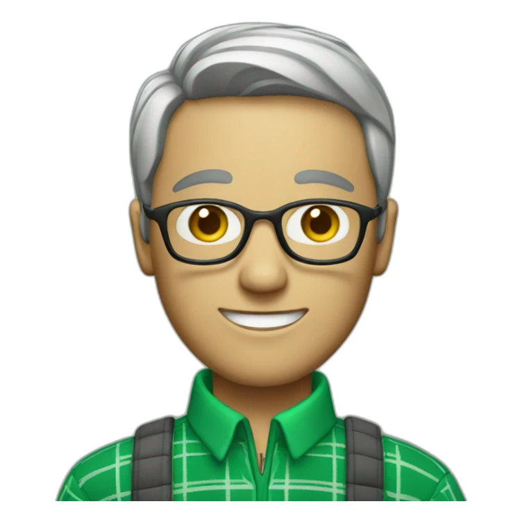 Man wearing green checkered jumper with shirt  sticker