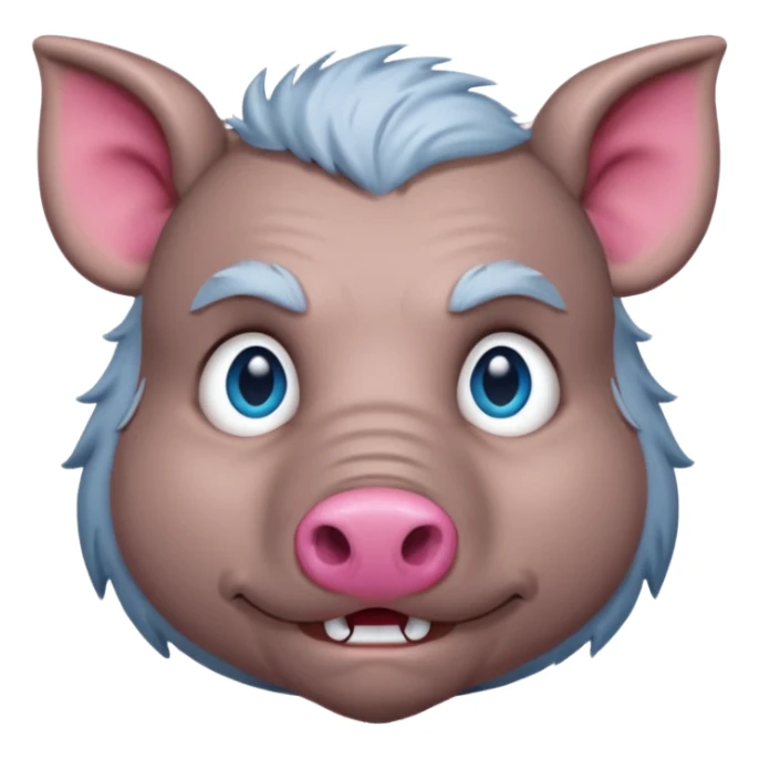 boar face, blue eyes, pink nose sticker