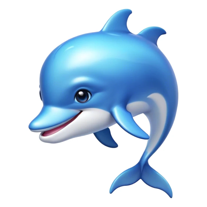 Beautiful and Majestic Dolphin Portrait Emoji, Radiating serene elegance and adorable charm with a graceful, streamlined form and luminous, glossy blue skin that shimmers under the sun, gentle, expressive eyes and a soft, content smile, Simplified yet exquisitely endearing features, highly detailed, glowing with a soft, majestic aquatic light, high shine, calm and enchanting, stylized with an air of timeless oceanic beauty, soft glowing outline, capturing the essence of a beautiful and majestic dolphin that embodies the pure magic of the sea! sticker
