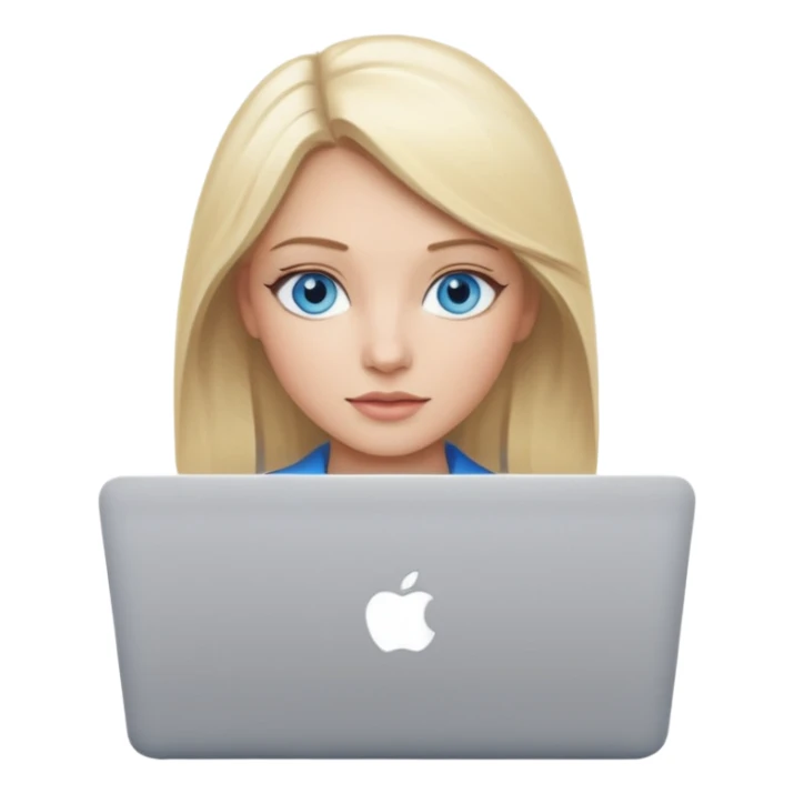 Change emoji of woman technologist with mac laptop (code U+1F469 U+1F3FB U+200D U+1F4BB) to blonde blue eyed. dont change other features sticker