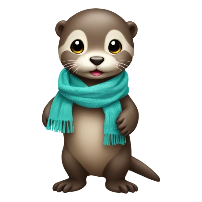 Cute baby otter. Wearing scarf. Full body.  sticker