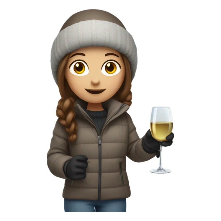 Snowboarding white girl with brown hair holding wine sticker