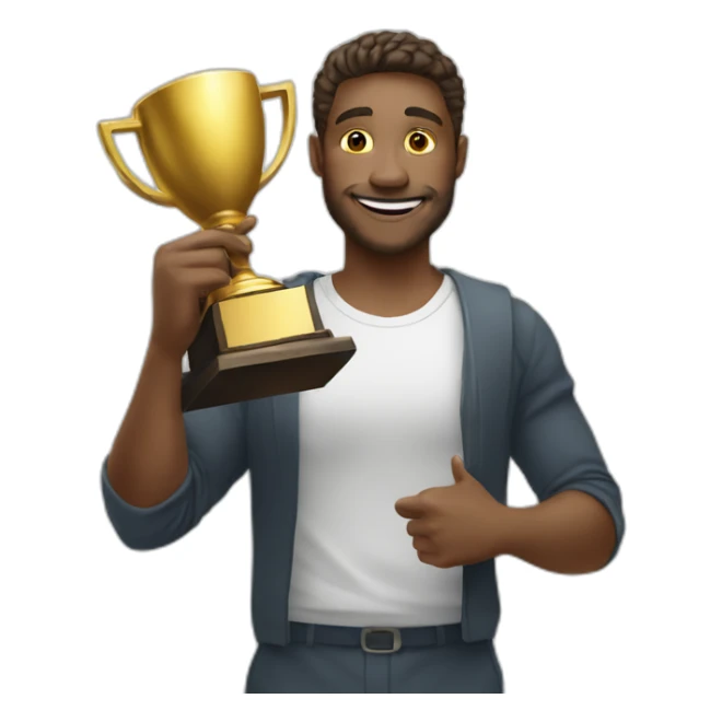 the white man holding the gold trophy Celebrating sticker