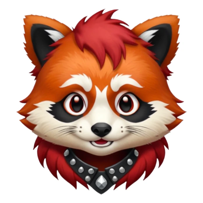 punk red panda with red and black hair sticker