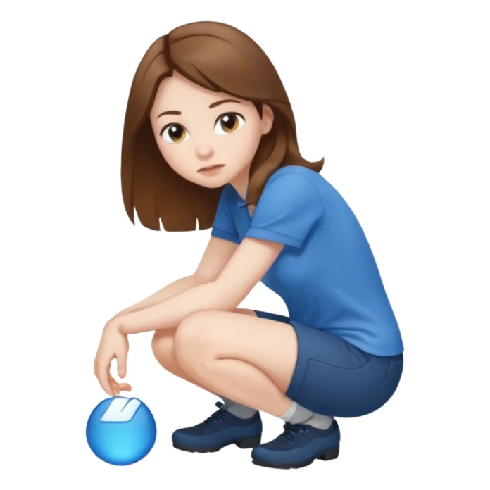  brown haired woman crouching sticker
