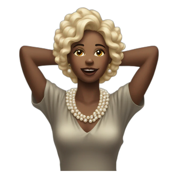 Black woman clutching her pearls on neck sticker
