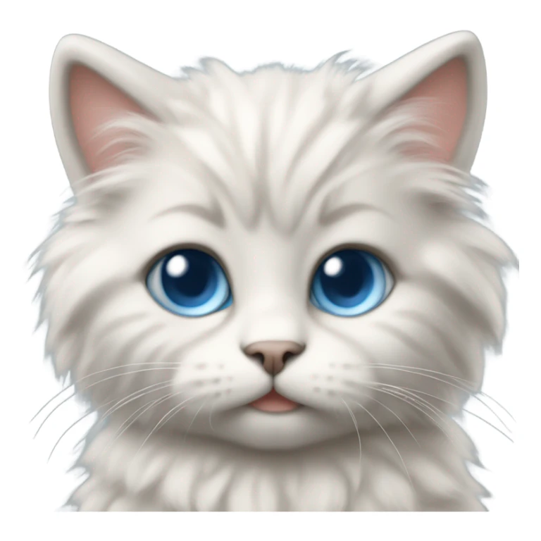 cream & grey colored fluffy baby cat with big blue eyes sticker