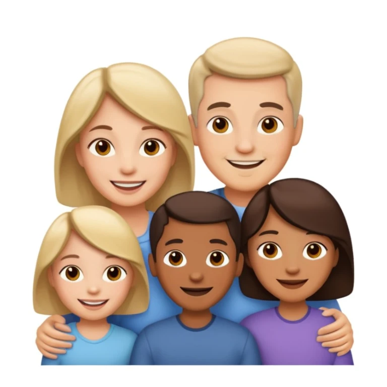 family posing for photo sticker