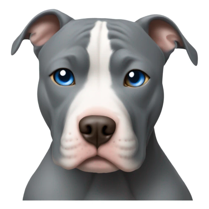 bald white man with blue eyes hugging all grey pit bull sticker
