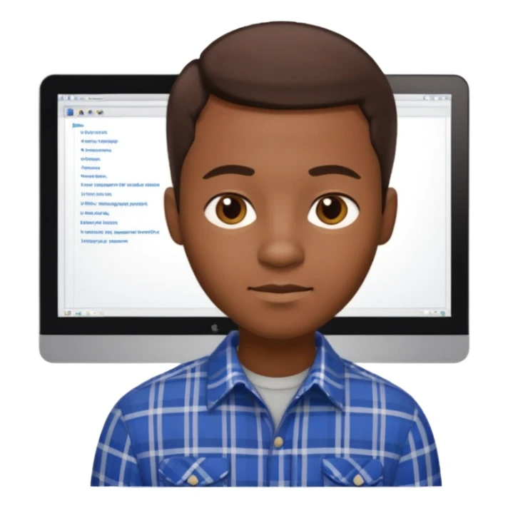 Black man with short brown hair, plaid shirt, sophisticated software engineer vibe sticker