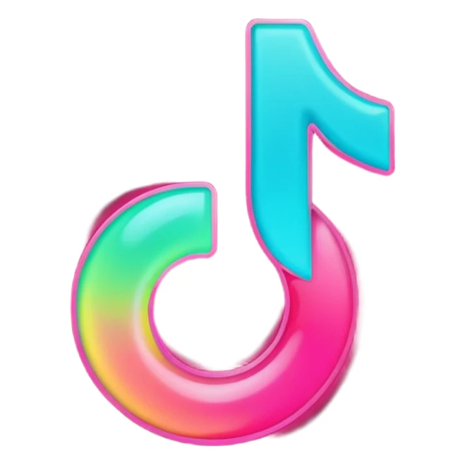tiktok logo but neon colors and glow with transparent background sticker