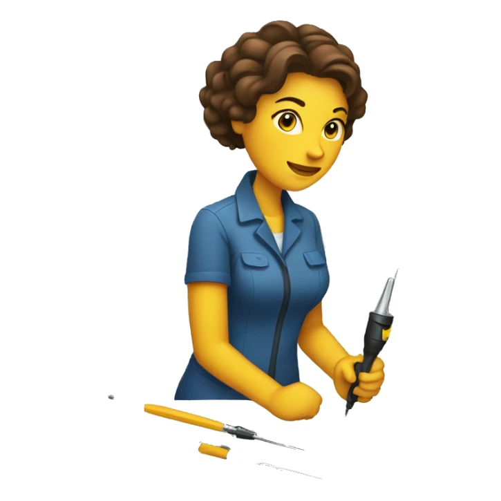 a woman with a soldering iron sticker