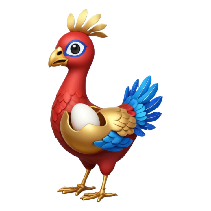 A 3D cartoon Sankofa bird with its head turned backward holding an egg in its beak, symbolizing learning from the past, vibrant colors, smooth lighting, Memoji-style rendering. sticker