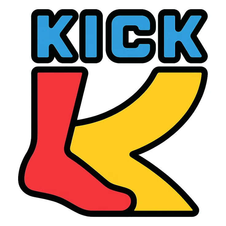 kick logo, modern, bold, energetic, suitable for a streaming platform, vibrant colors sticker