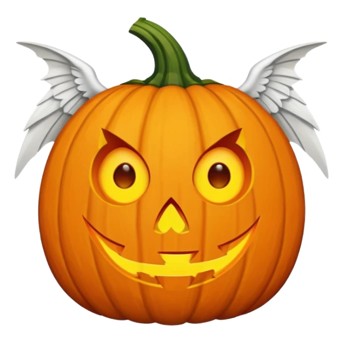jack-o'-lantern with white wings and mystery symbols in the eyes. sticker