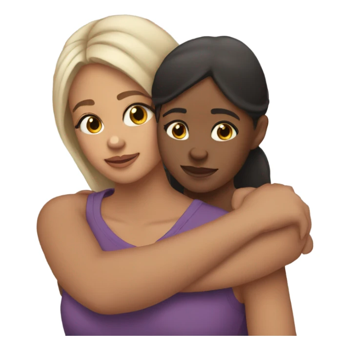 Sister and sister hug light skin sticker