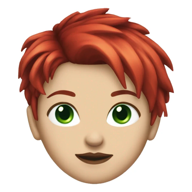 Female punk,red short hair green blue eyes sticker