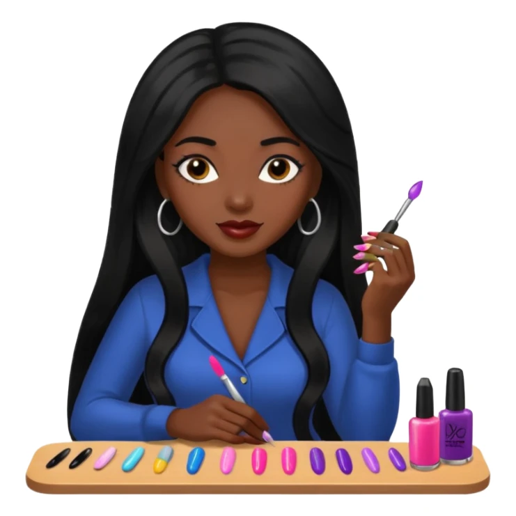 black woman nail artist long haired sticker