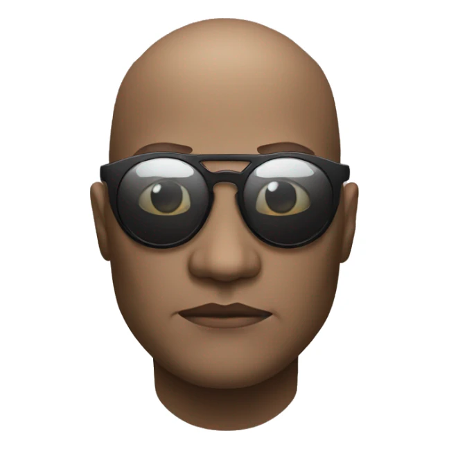 Morpheus, black, bald, round-rimmed glasses character from the movie The Matrix emoji sticker