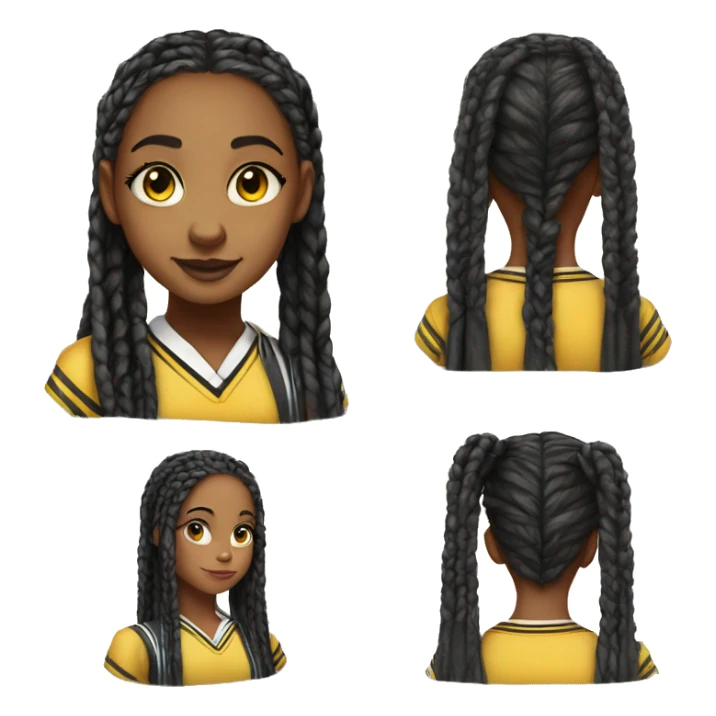  Hyper realistic girl with long box braids wearing Hufflepuff school uniform sticker