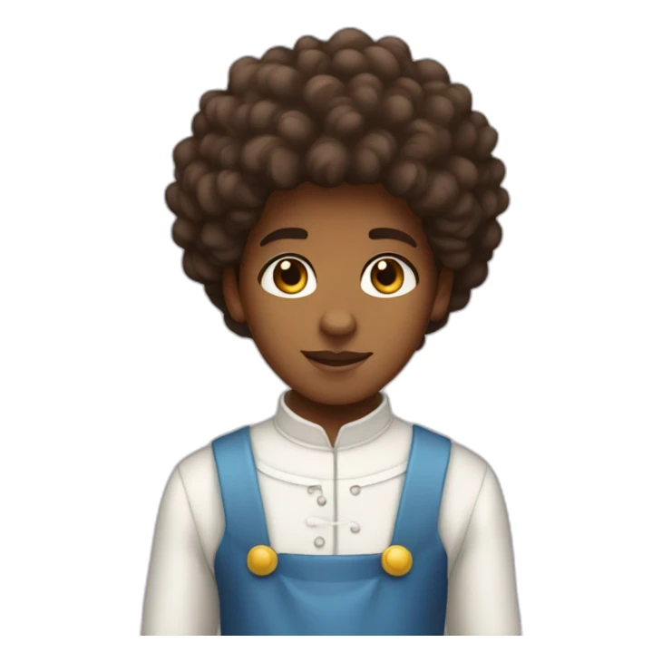 a brown-skinned boy with an afro in a maid outfit sticker