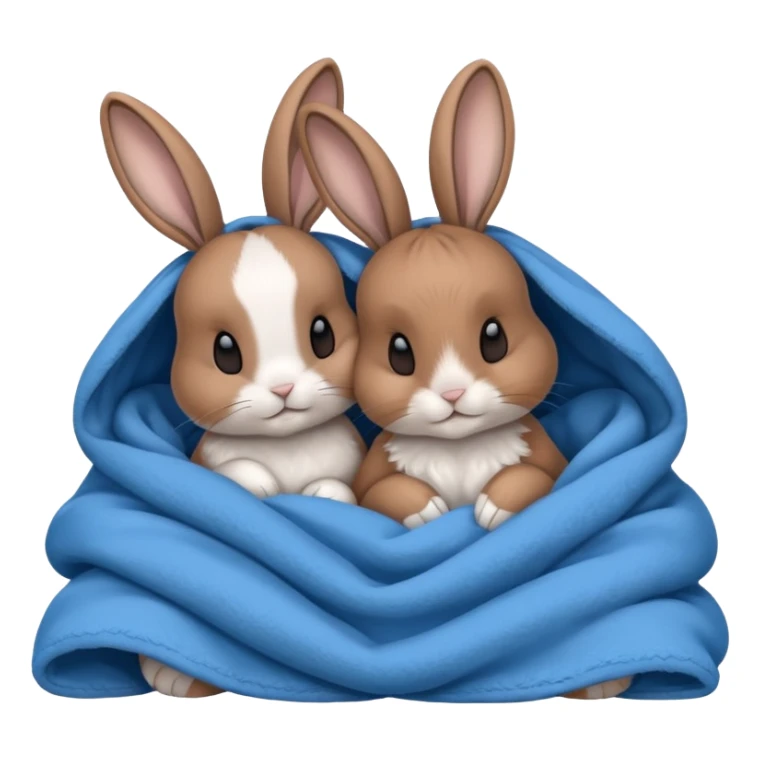  Two bunny's brown & white, in a blue blanket cuddling together sticker