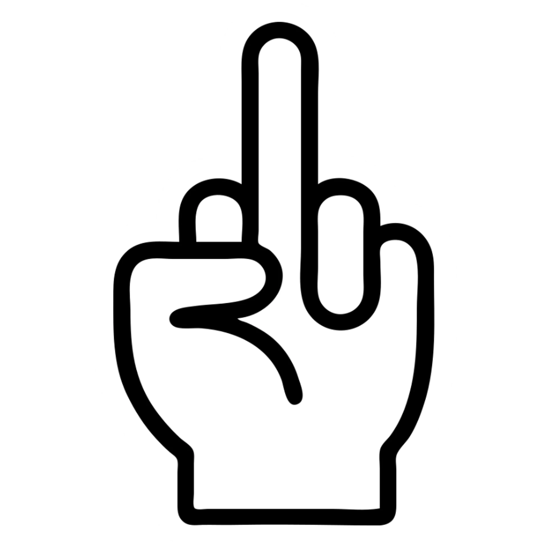 icon of a hand making the 'corte de manga' gesture (middle finger raised, other fingers folded), simple and clear, minimal style, neutral color palette, no text sticker