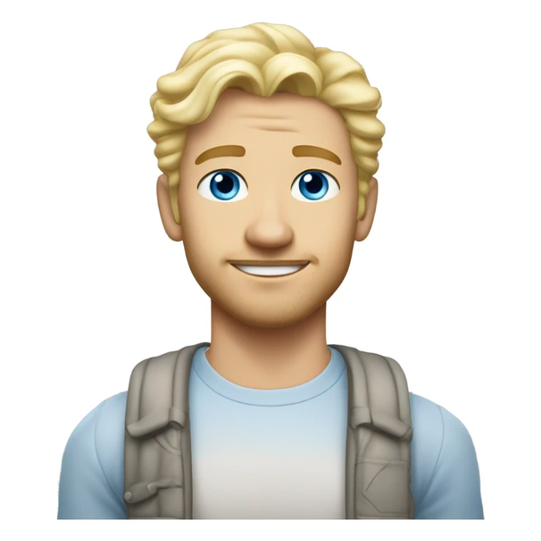 full body standing light curl blonde 30yo man blue eyed pale skin sticker