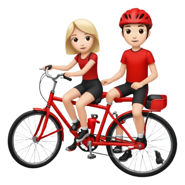 1 girl seating be side of boys bike sticker