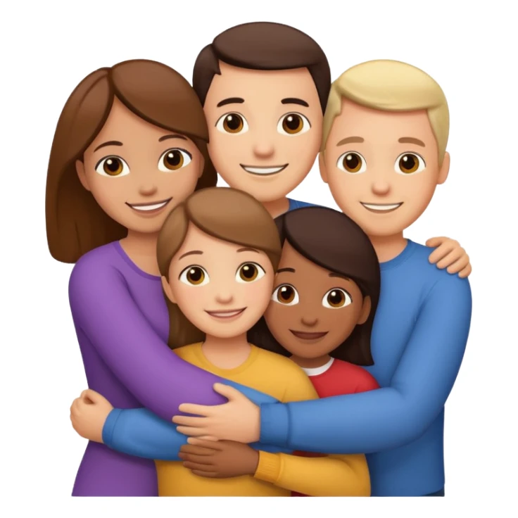family of 5 hugging each other sticker