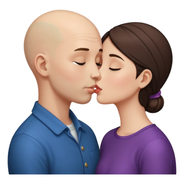 Tall Bald boy kissing a brunette girl  sticker