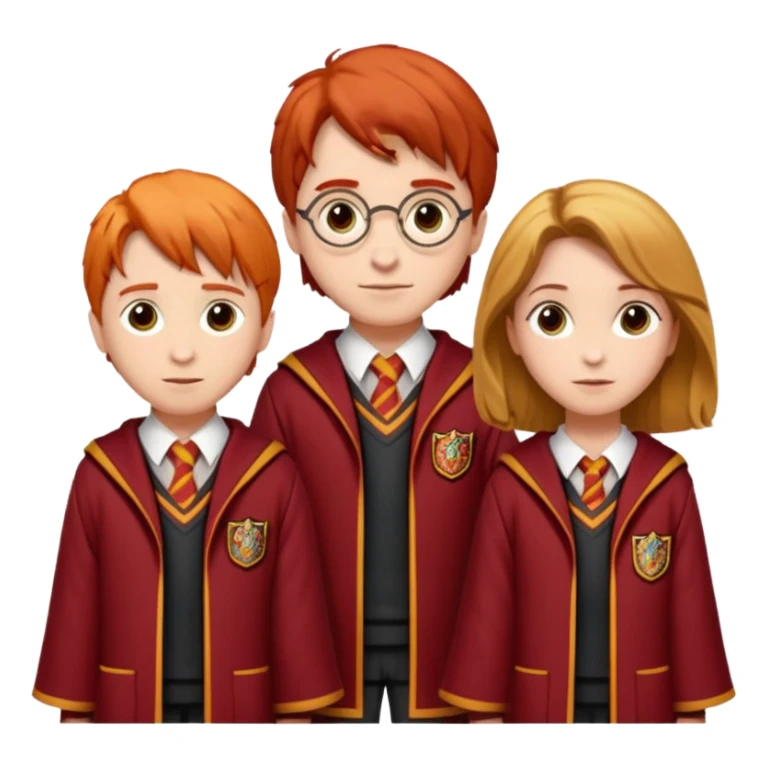 harry potter, ronald weasley and hermione granger in gryfinndor uniform sticker