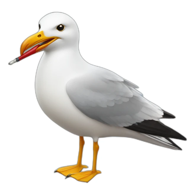 Seagull smoking a sigaret while holding a glass of beer sticker