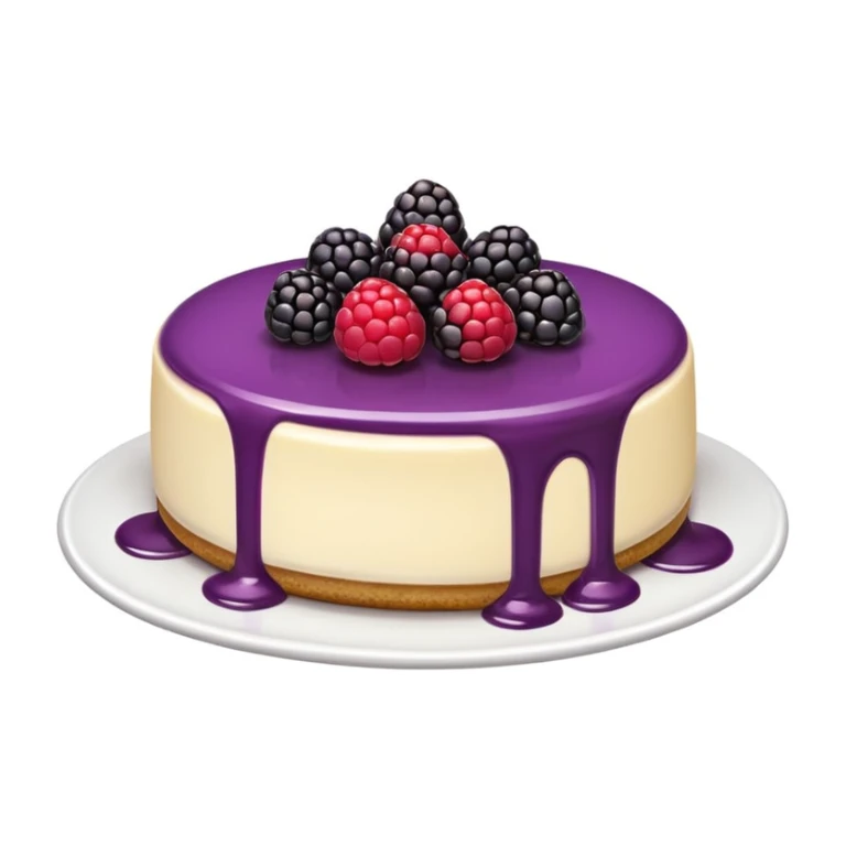 classic emoji style minimalistic blackberry cheesecake with blackberry sauce sticker