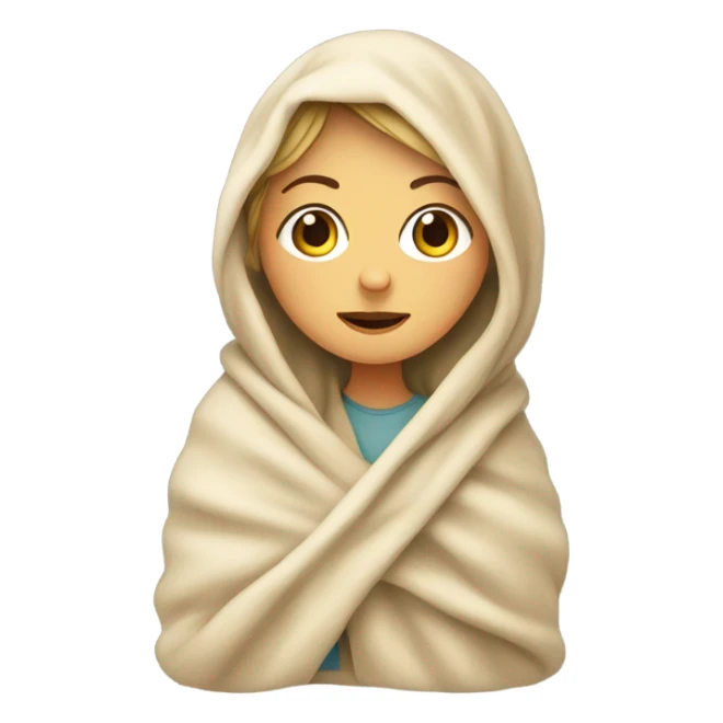 caucasian girl wrapped in blanket sticker