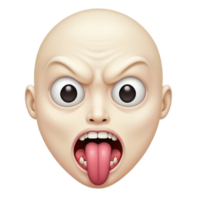 scary face with widened eyes and tongue sticking out sticker