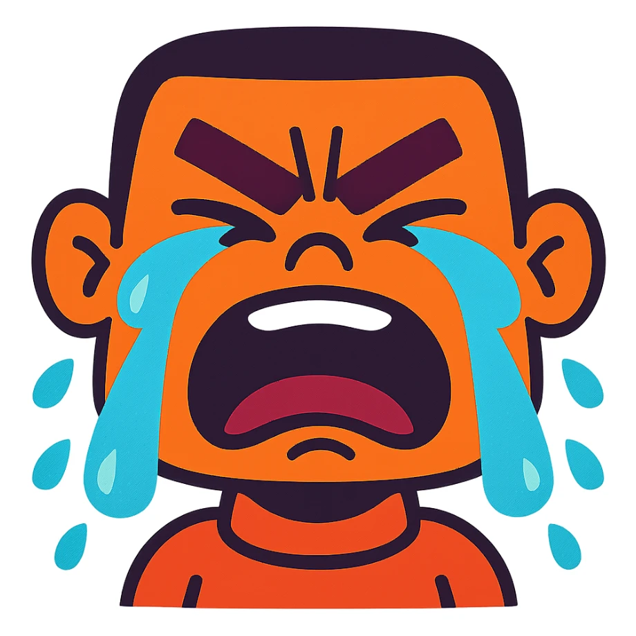 angry and crying face in vibrant toon style sticker