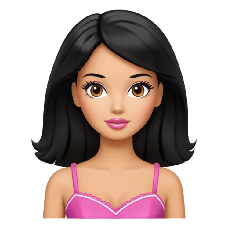 black hair barbie sticker