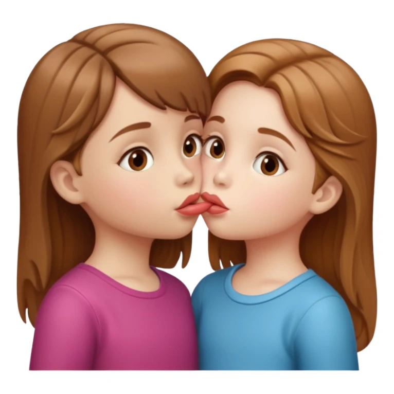 two little gals kissing on the lips sticker