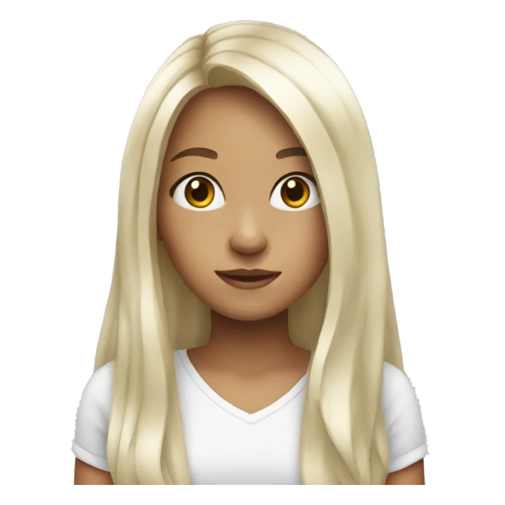 cute girl with long hair white sticker