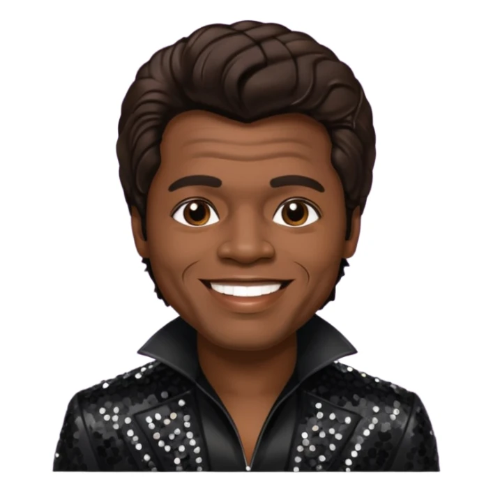 James Brown with dark brown hair, black sequin outfit  sticker