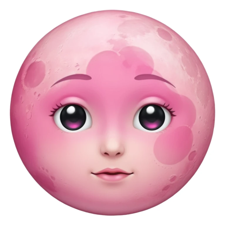 Pink moon with no eyes, no nose, no eyebrows and no mouth sticker