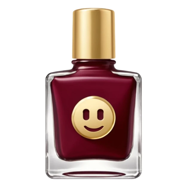 Dark wine red nail polish in a small square bottle with a gold lid sticker