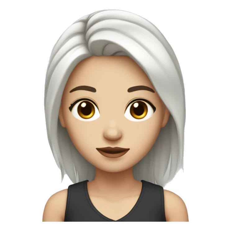 white girl with brown eyes and black medium hair with layers sticker