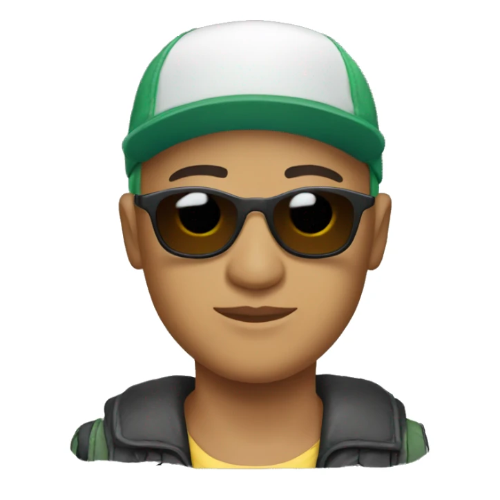 Bald Mexican young man with a baseball cap and sunglasses looking cool sticker