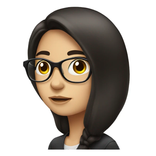 Brunette girl with glasses thinking of a boy with black hair sticker