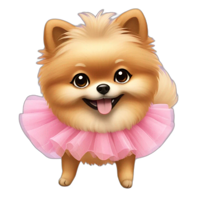 Apricot pomeranian in a tutu dancing and smiling sticker