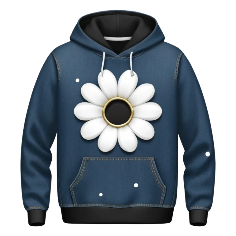 The BLACK Denim Tears Hoodie features a black base with distinctive white open flower spots with empty space in the middle, These hollow ring-like patterns are scattered across. BLACK AND WHITE FLOWERS sticker