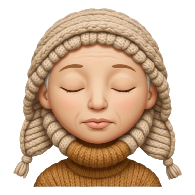 full face with nose, eyes, lips etc. look like knitted sticker